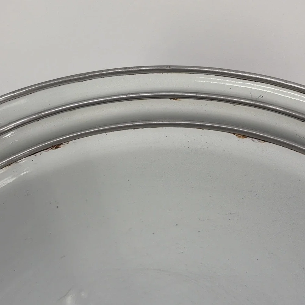 3 Vintage  Enameled Mixing Bowls Iris / Floral pattern GMI - Dishwasher Safe